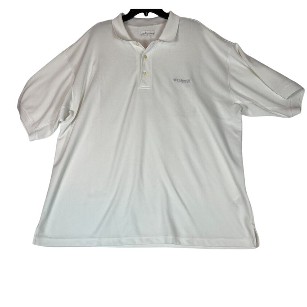 Columbia PFG Polo Shirt Mens XXL White‎ Omni-Shade Performance Fishing Gear